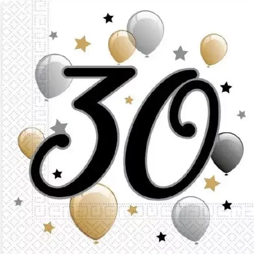 Happy Birthday szalvéta 20 db-os 33x33 cm - 30 Milestone
