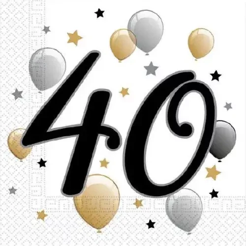 Happy Birthday szalvéta 20 db-os 33x33 cm - 40 Milestone