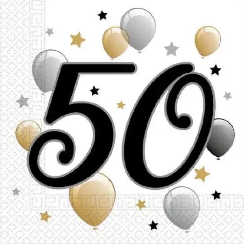 Happy Birthday szalvéta 20 db-os 33x33 cm - 50 Milestone