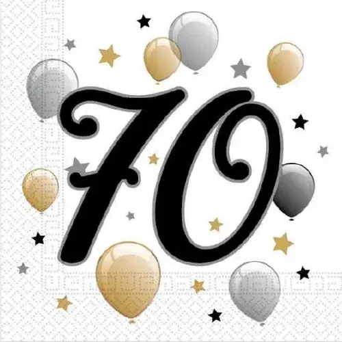 Happy Birthday szalvéta 20 db-os 33x33 cm - 70 Milestone