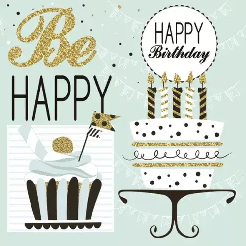 Happy Birthday szalvéta 20 db-os 33x33 cm - Mint
