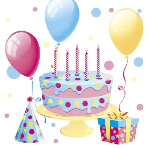 Happy Birthday szalvéta 20 db-os 33x33 cm - Cake with Balloons
