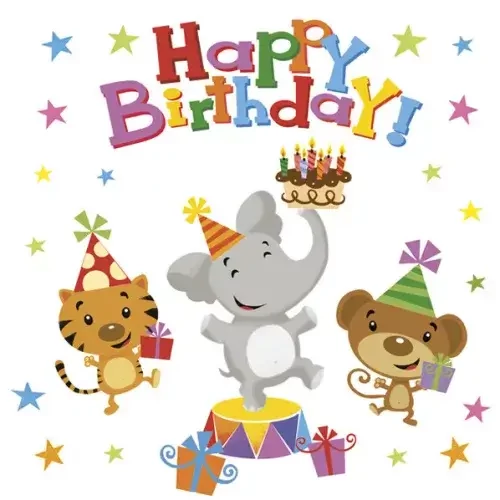 Happy Birthday szalvéta 20 db-os 33x33 cm - Animals