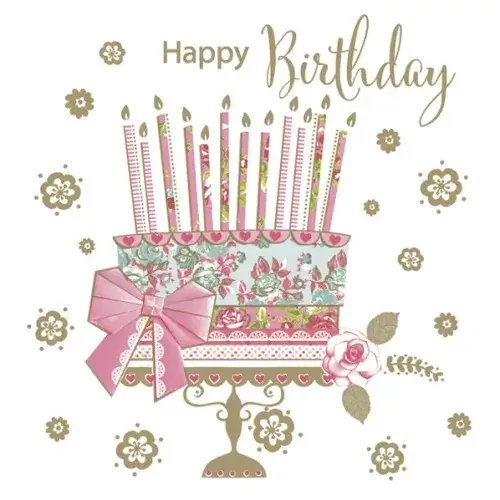 Happy Birthday szalvéta 20 db-os 33x33 cm - Cake on Gold Stand