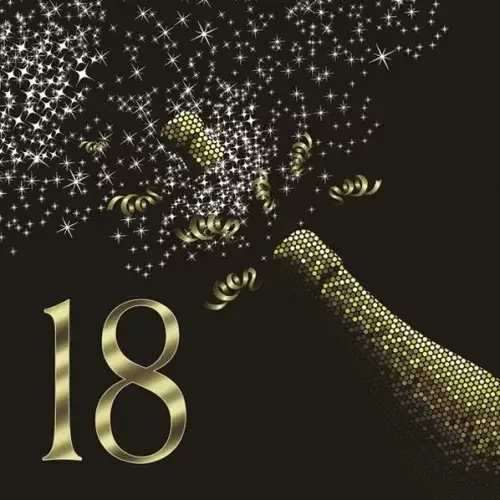 Happy Birthday szalvéta 20 db-os 33x33 cm - 18 Golden Champagne