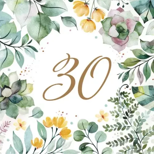 Happy Birthday szalvéta 20 db-os 33x33 cm - 30 Floral Frame