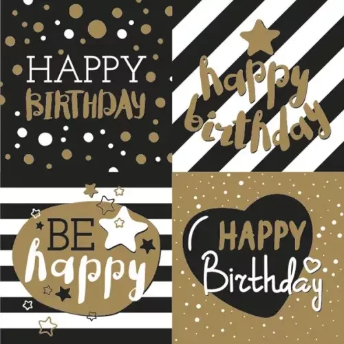Happy Birthday szalvéta 20 db-os 33x33 cm - Golden