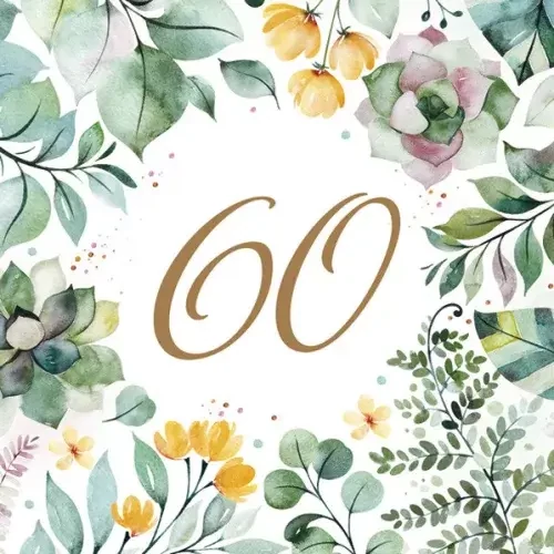 Happy Birthday szalvéta 20 db-os 33x33 cm - 60 Floral Frame