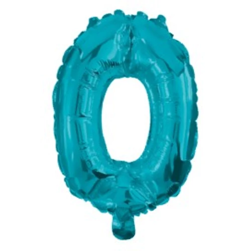 0-ás szám fólia lufi, 32 cm-es, blue kék színű