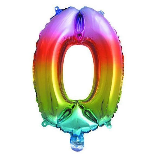 0-ás szám fólia lufi, 33 cm-es - Multicolour Metallic
