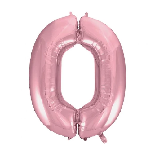 0-ás szám fólia lufi, 92 cm-es, pink rózsaszín színben