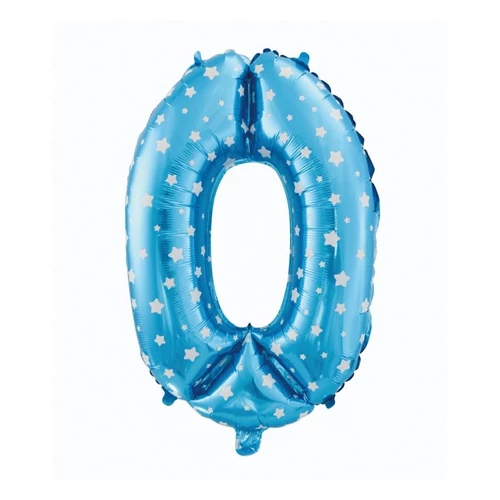 0-ás szám fólia lufi, 61 cm-es, blue kék színben