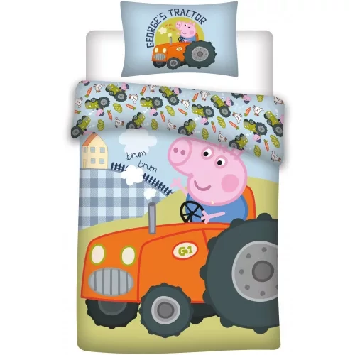 Peppa malac gyerek ágyneműhuzat garnitúra 100×140cm, 40×45 cm - George's Tractor