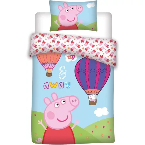 Peppa malac gyerek ágyneműhuzat garnitúra 100×140cm, 40×45 cm - Hot-air Balloon