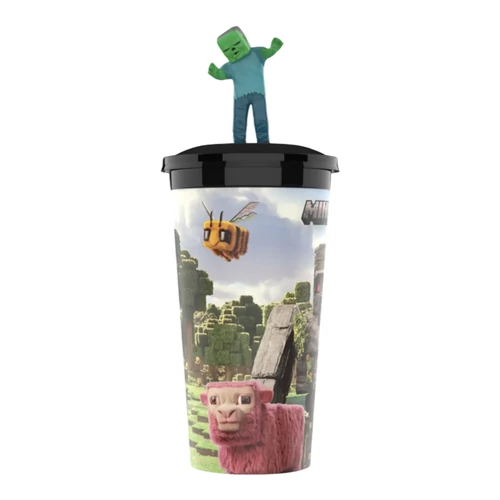 Egy Minecraft film pohár és Steve topper, figura 