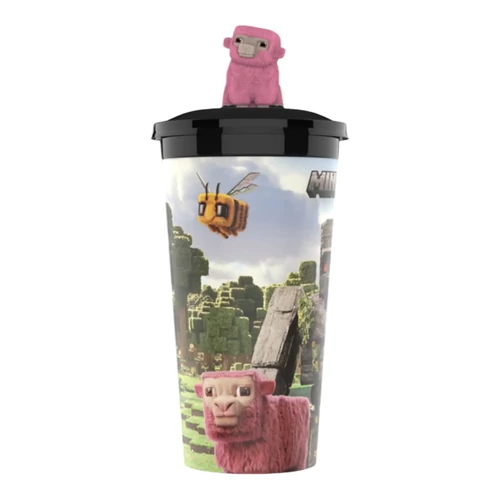 Egy Minecraft film pohár és bárány topper, figura 
