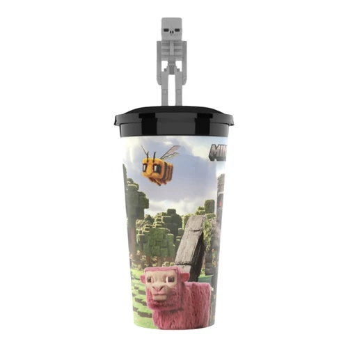 Egy Minecraft film pohár és csontváz topper, figura 