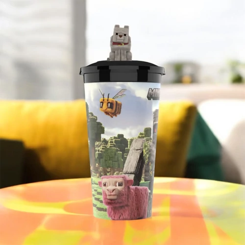 Egy Minecraft film pohár és farkas kutya topper, figura 