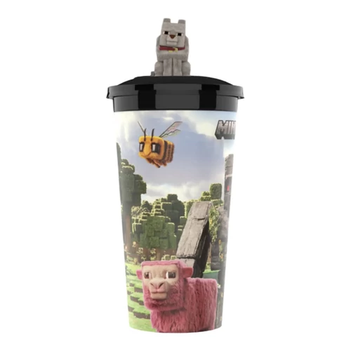 Egy Minecraft film pohár és farkas kutya topper, figura 