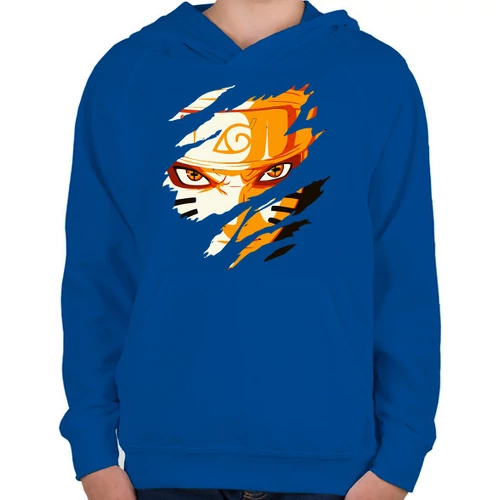 Királykék Naruto gyerek kapucnis pulóver - Kyubi Mode