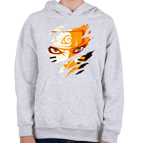 Sportszürke Naruto gyerek kapucnis pulóver - Kyubi Mode