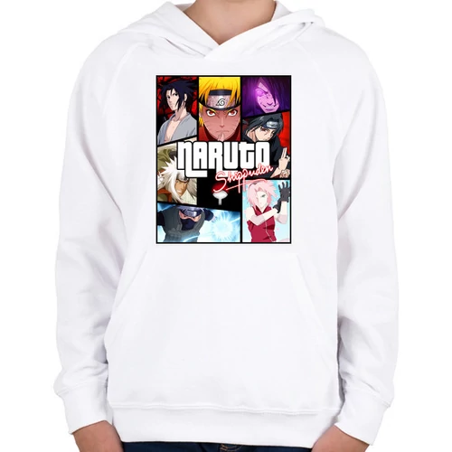 Fehér Naruto gyerek kapucnis pulóver - Shippuuden