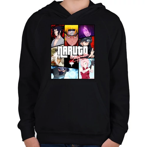 Fekete Naruto gyerek kapucnis pulóver - Shippuuden