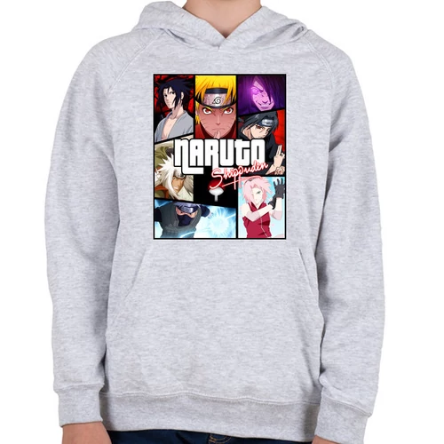 Sportszürke Naruto gyerek kapucnis pulóver - Shippuuden