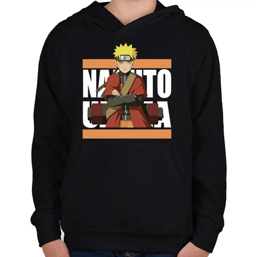 Fekete Naruto gyerek kapucnis pulóver - Uzumaki Naturo