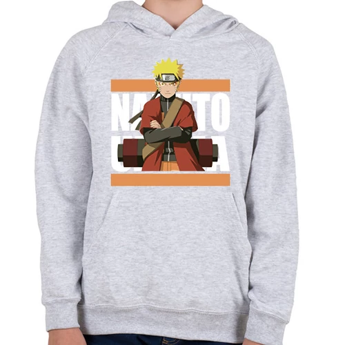 Sportszürke Naruto gyerek kapucnis pulóver - Uzumaki Naturo