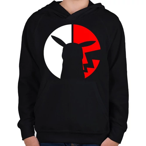 Fekete Pokémon gyerek kapucnis pulóver - Pikachu Logo