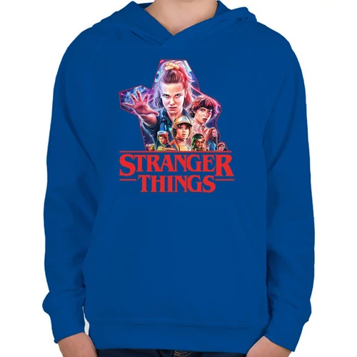 Királykék Stranger Things gyerek kapucnis pulóver - Characters