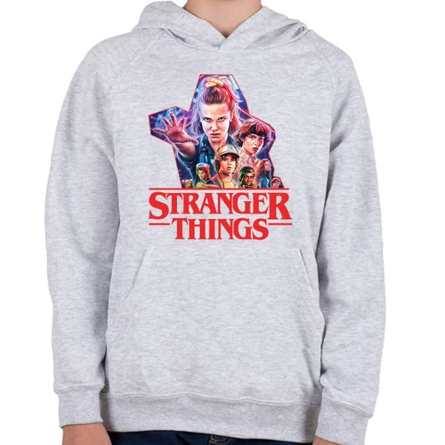 Sportszürke Stranger Things gyerek kapucnis pulóver - Characters