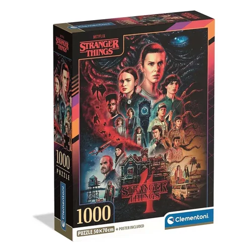 Stranger Things 1000 db-os puzzle - Darkness Rises - A kirakó képén a sorozat negyedik évadának ikonikus plakátja jelenik meg