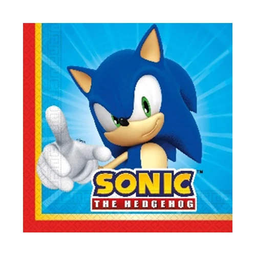 Sonic a sündisznó szalvéta 20 db-os, 33 cm X 33 cm