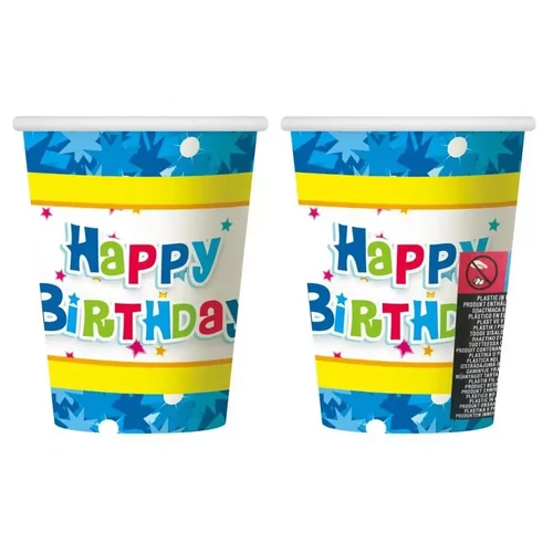 Happy Birthday papír pohár 6 db-os 270 ml - Blue