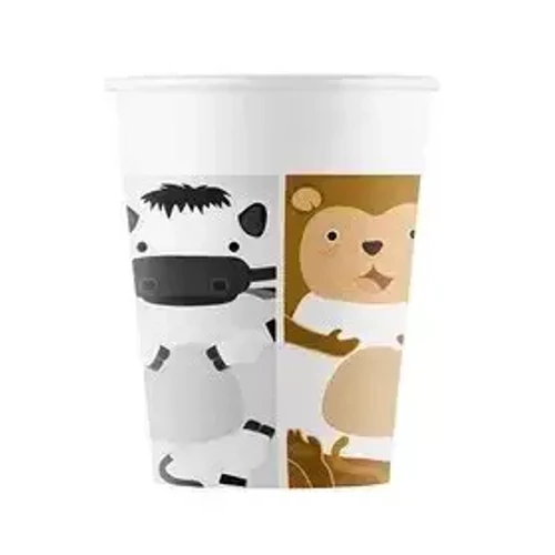 Állatos papír pohár 8 db-os 200 ml - Zoo