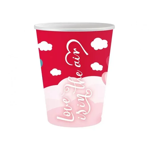 Szerelem papír pohár 6 db-os 250 ml - Love Is In The Air Red