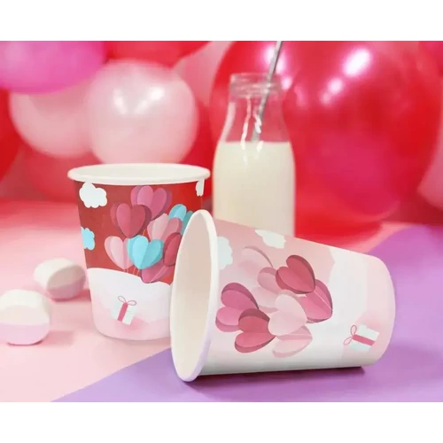 Szerelem papír pohár 6 db-os 250 ml - Love Is In The Air Red