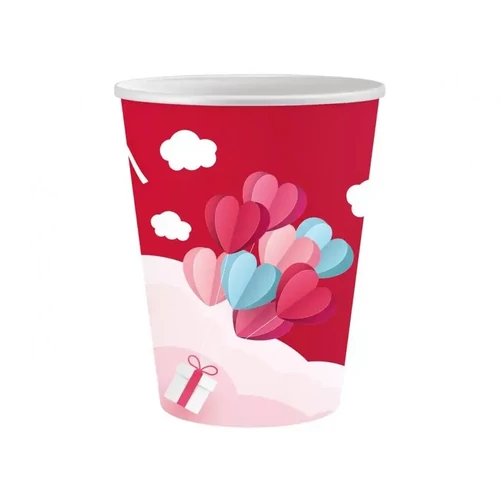 Szerelem papír pohár 6 db-os 250 ml - Love Is In The Air Red