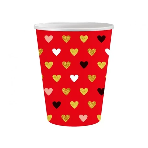 Szerelem XOXO papír pohár 6 db-os 250 ml - Red