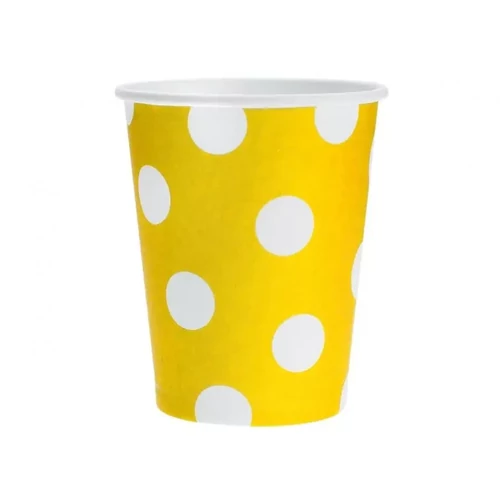Színes papír pohár 6 db-os 270 ml - Sárga Yellow Polka Dots