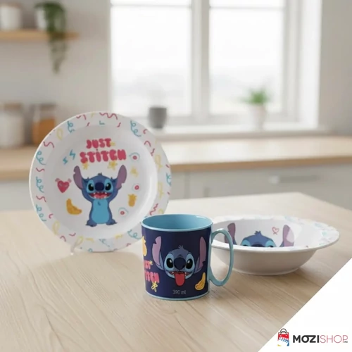 Disney Lilo és Stitch, A csillagkutya étkészlet, micro műanyag szett, bögrével 390 ml - Just