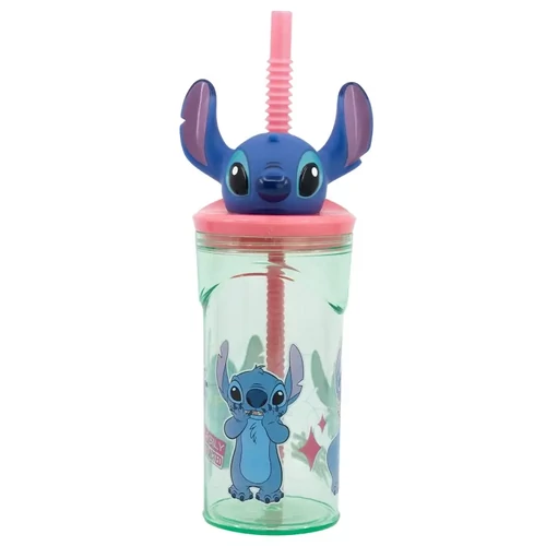 Disney Lilo és Stitch szívószálas pohár 3D figurával 360 ml - Stitch