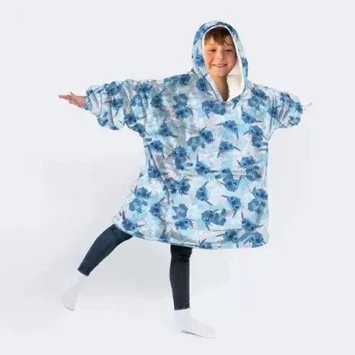 Disney Lilo és Stitch, A csillagkutya belebújós plüss polár takaró, poncsó 7-14 év - Blue