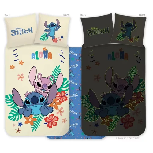 Disney Lilo és Stitch sötétben világító gyerek, ovis ágyneműhuzat garnitúra 100×135 cm, 40×60 cm - Aloha