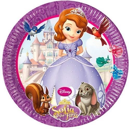 Disney Szófia hercegnő papírtányér, 19,5 cm 8 db-os szett - Szófia és Clover