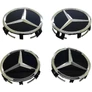 Mercedes felniközép kupak szett - 75 mm-es, 3D kivitel, fekete