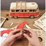 Kép 6/6 - Volkswagen lakókocsi replika 3D fa modell puzzle piros
