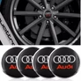 Audi felni matrica szett - fekete-piros ezüst szegéllyel 56 mm-es, 3D kivitel
